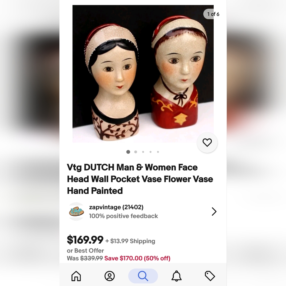 Vintage Dutch Man & Woman Face Head Wall Decor - Picture 11 of 11